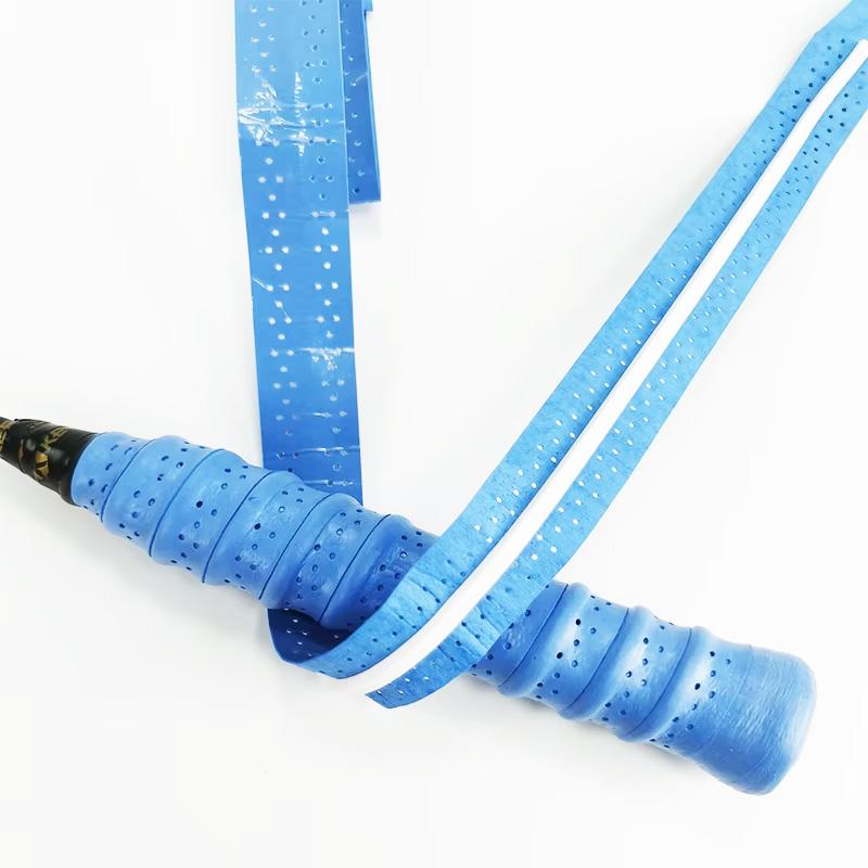 Blue perforated keel badminton grip tape